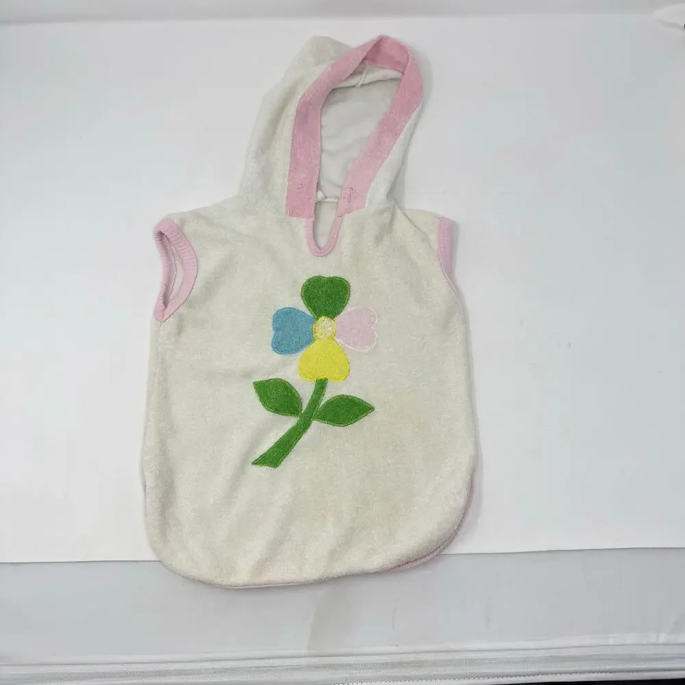 Vintage 1980s Toddler Girls 2T Terry Cloth Hooded Short Set Cottagecore Pastel